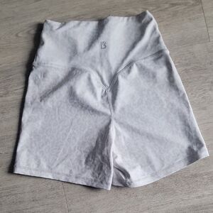 BUFFBUNNY COLLECTION  White Leopard High-Waisted Gym Shorts